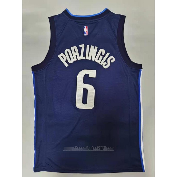 Camiseta Doncic Mavericks Kristaps Porzingis #6 Statement 2020-21 Azul